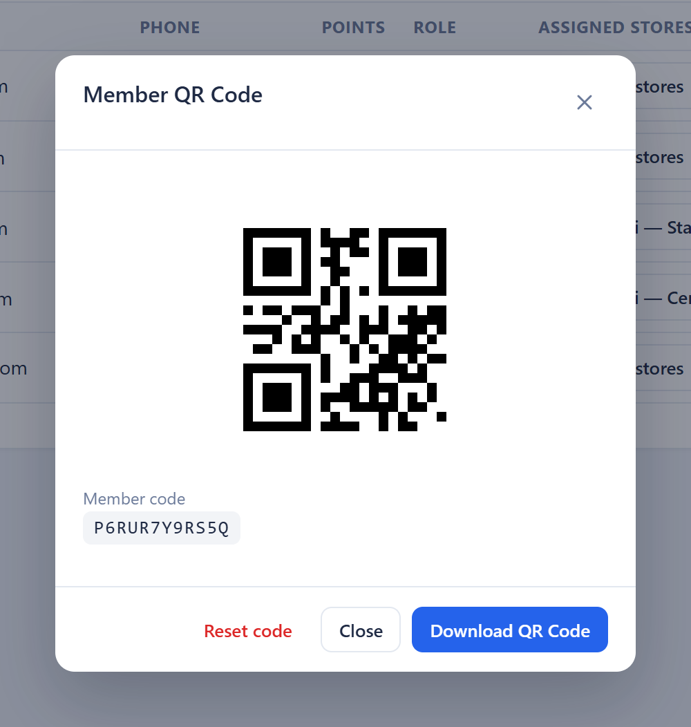 A member's QR code