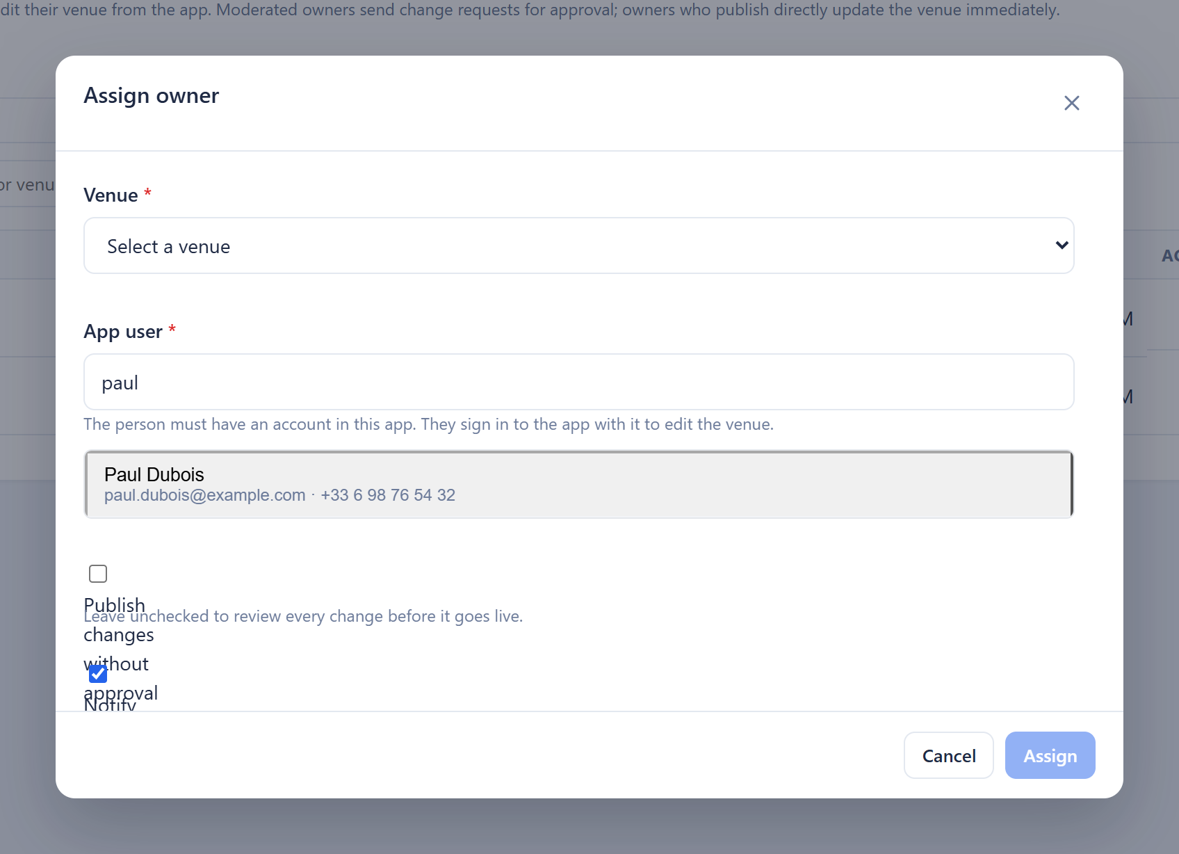 Assign an owner