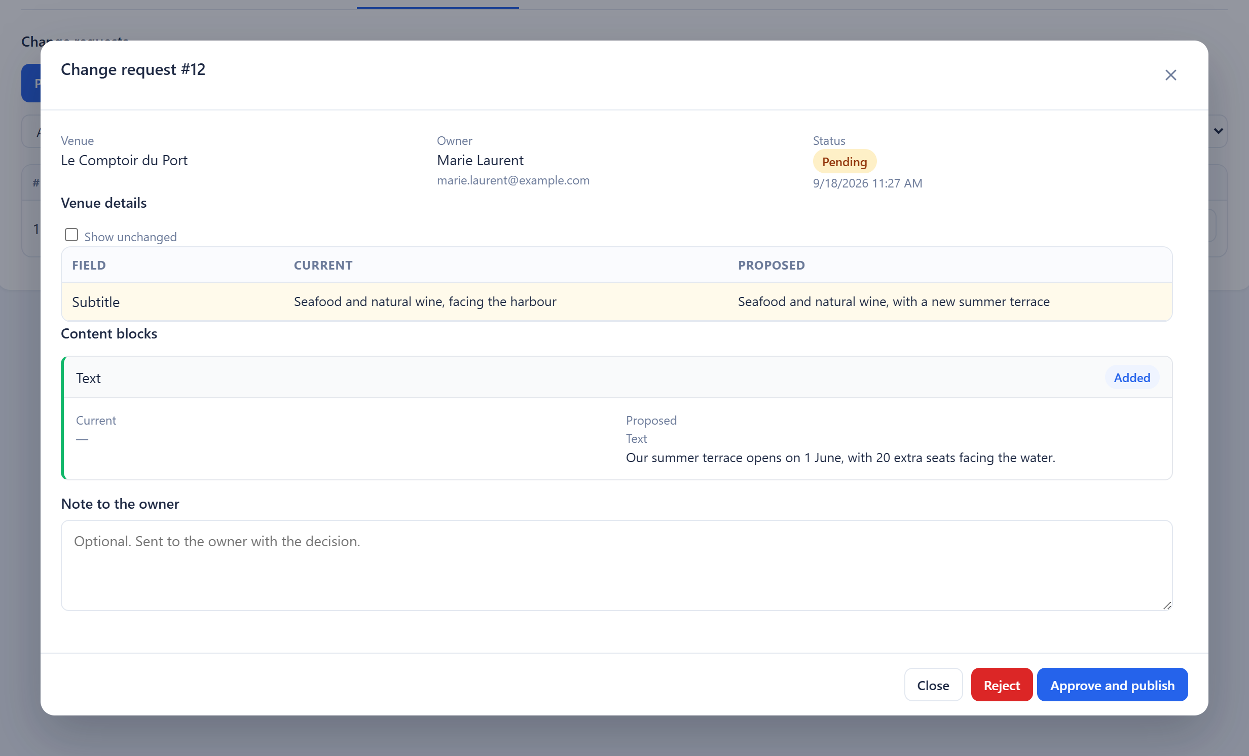 Reviewing a change request