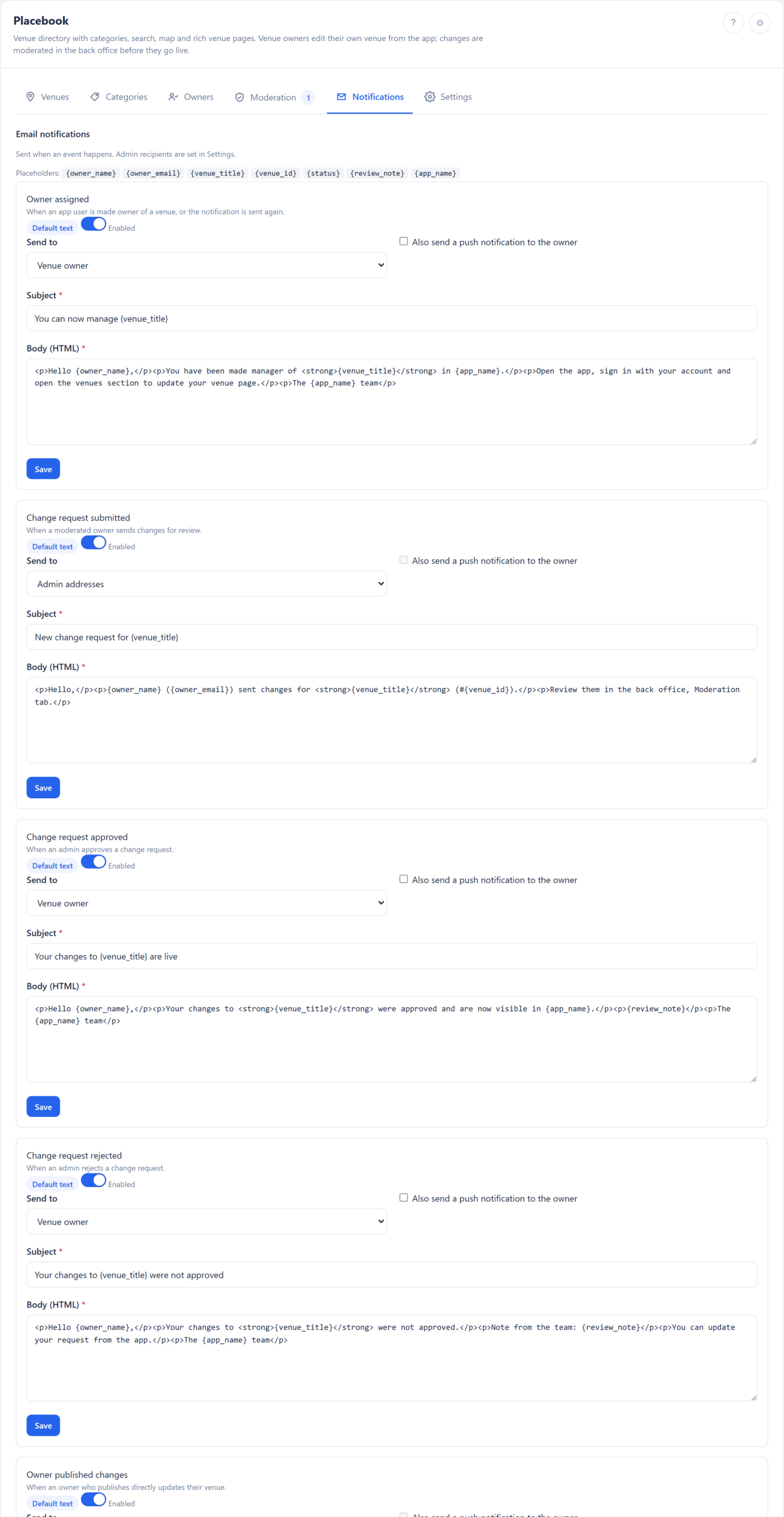 Notifications tab