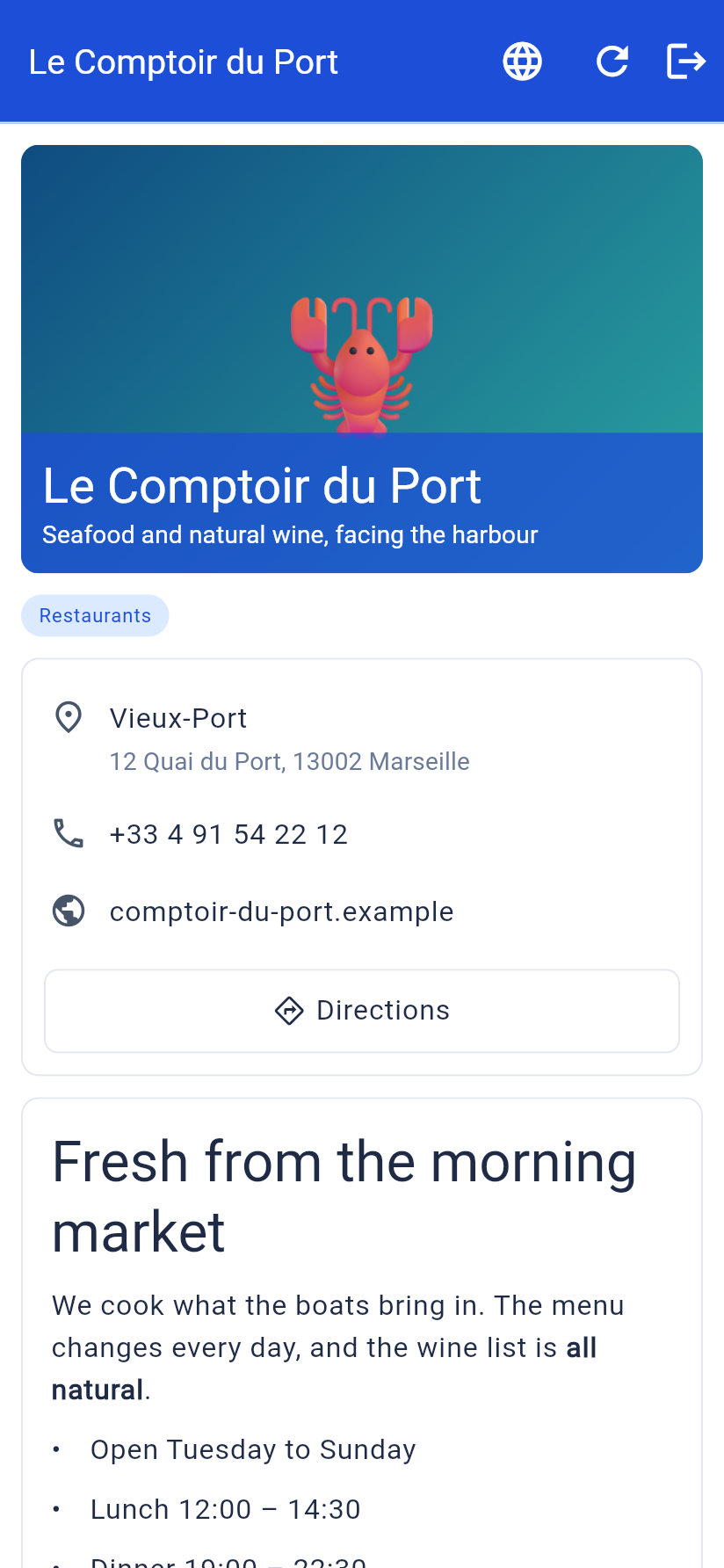 Venue page