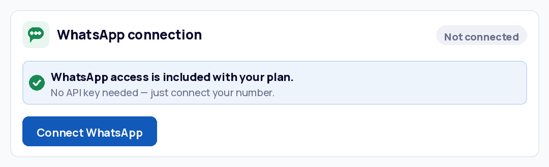 App settings for an app on the platform plan: access granted, no key field to fill.